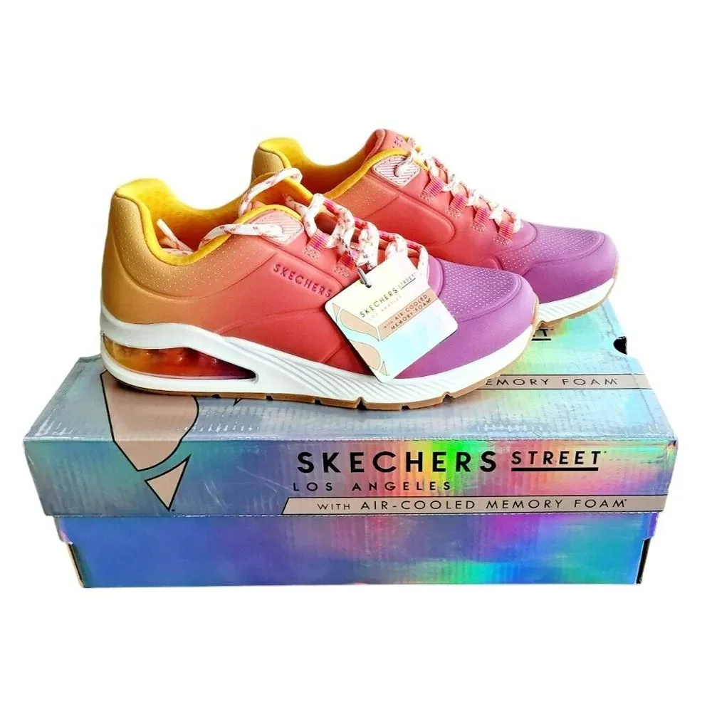 Skechers Street Los Angeles Uno Night Shades Pink‎ Purple Ombre 155628 PKMT 5.5